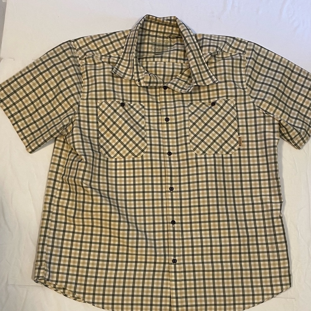 Merrell Men's Short-Sleeve Plaid Button-Down Shirt - Beige & Green
